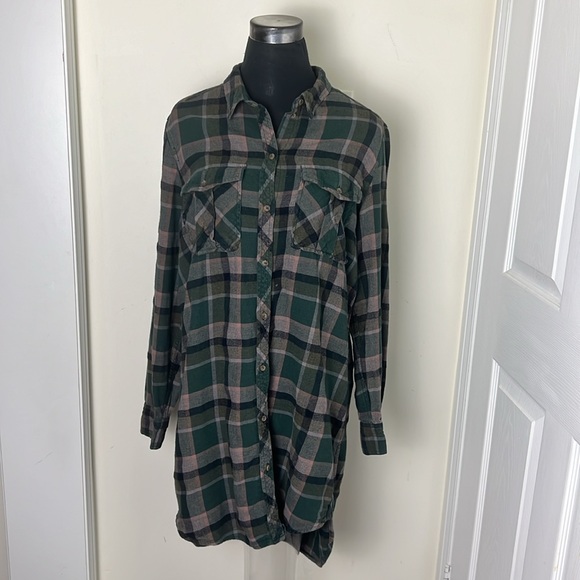 Aritzia Wilfred Flannel Plaid Shirt Dress Size Large - Picture 6 of 13